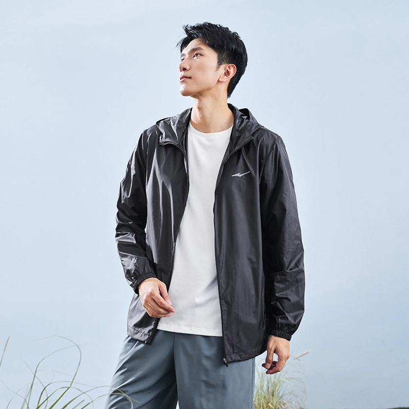 鸿星尔克 简约透气排汗防紫外线户外健身运动防晒服 男款