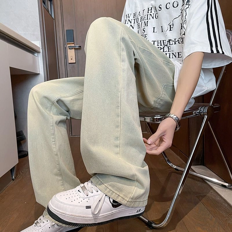 宝米卡 美式高街夏季薄款休闲百搭弯刀微喇牛仔裤 男女同款
