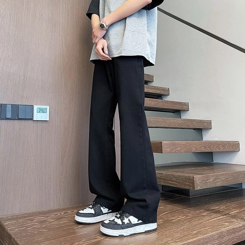 宝米卡 美式高街夏季薄款休闲百搭弯刀微喇牛仔裤 男女同款