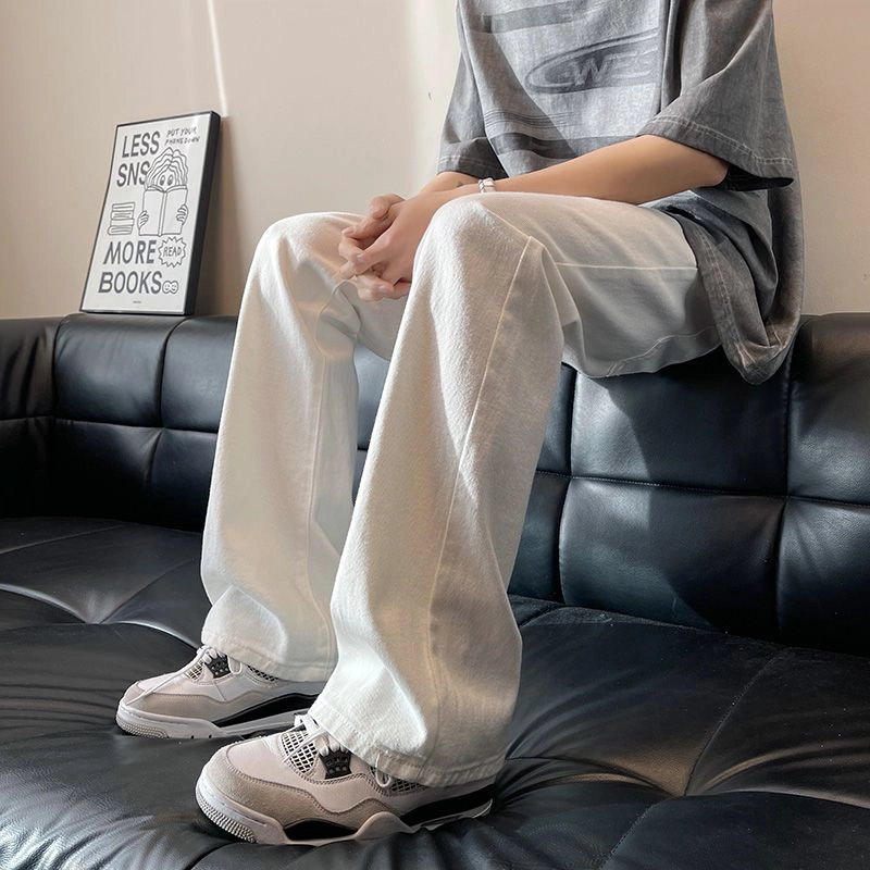 宝米卡 美式高街夏季薄款休闲百搭弯刀微喇牛仔裤 男女同款