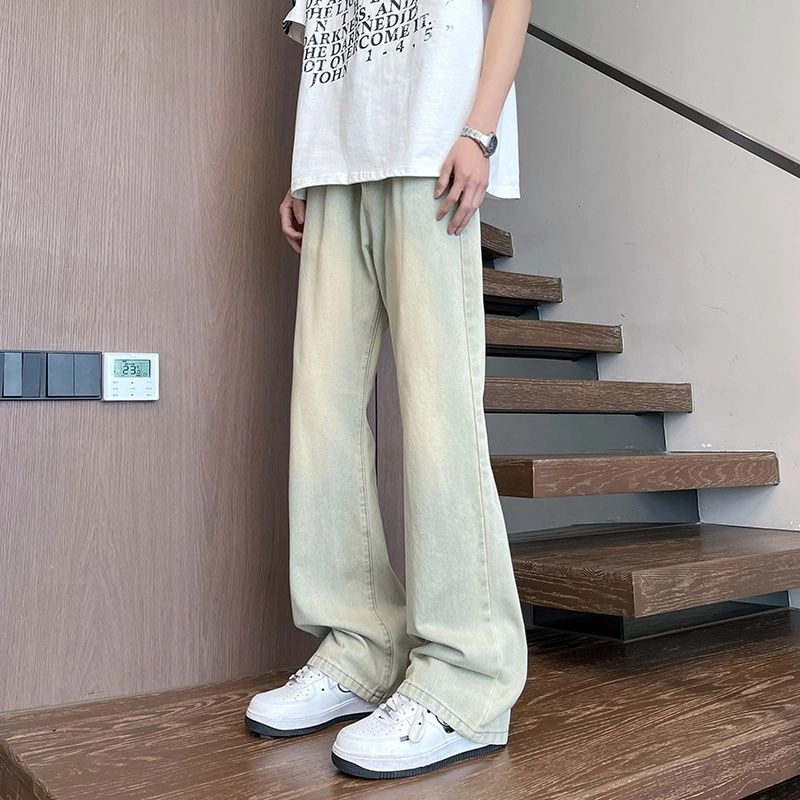 宝米卡 美式高街夏季薄款休闲百搭弯刀微喇牛仔裤 男女同款