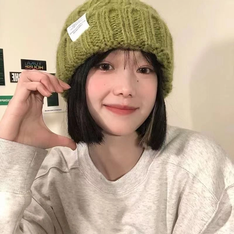 佩洛依 秋冬大头围显脸小堆堆帽麻花 保暖护耳针织 腈纶 绒线帽 男女同款情侣款