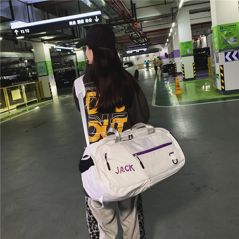 爱尔绅特 干湿分离运动旅行包大容量行李袋 牛津布 健身包 中号 男女同款情侣款 白色 黑色