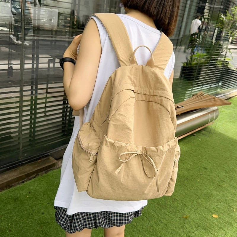 爱尔绅特 书包大容量夏季小清新百搭时尚少女学院风纯色校园背包 尼龙 双肩包 男女同款情侣款 多色