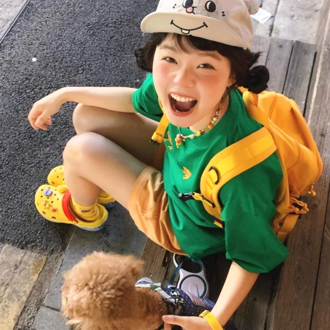 佩洛依 可爱显脸小超萌灰耗子耳朵翻檐轻薄透气遮阳 聚酯纤维 防晒帽 男女同款情侣款