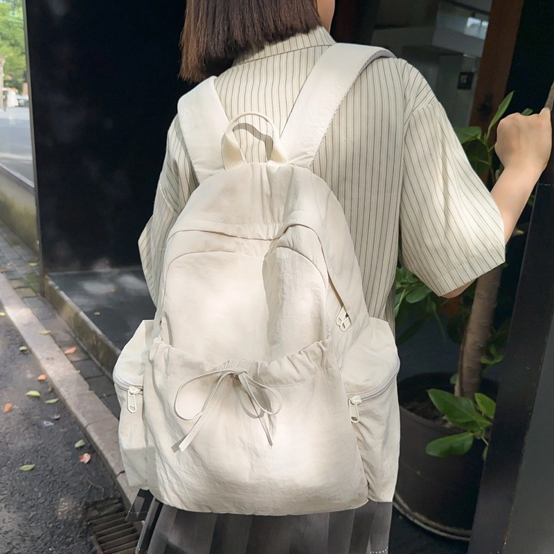 爱尔绅特 书包大容量夏季小清新百搭时尚少女学院风纯色校园背包 尼龙 双肩包 男女同款情侣款 多色