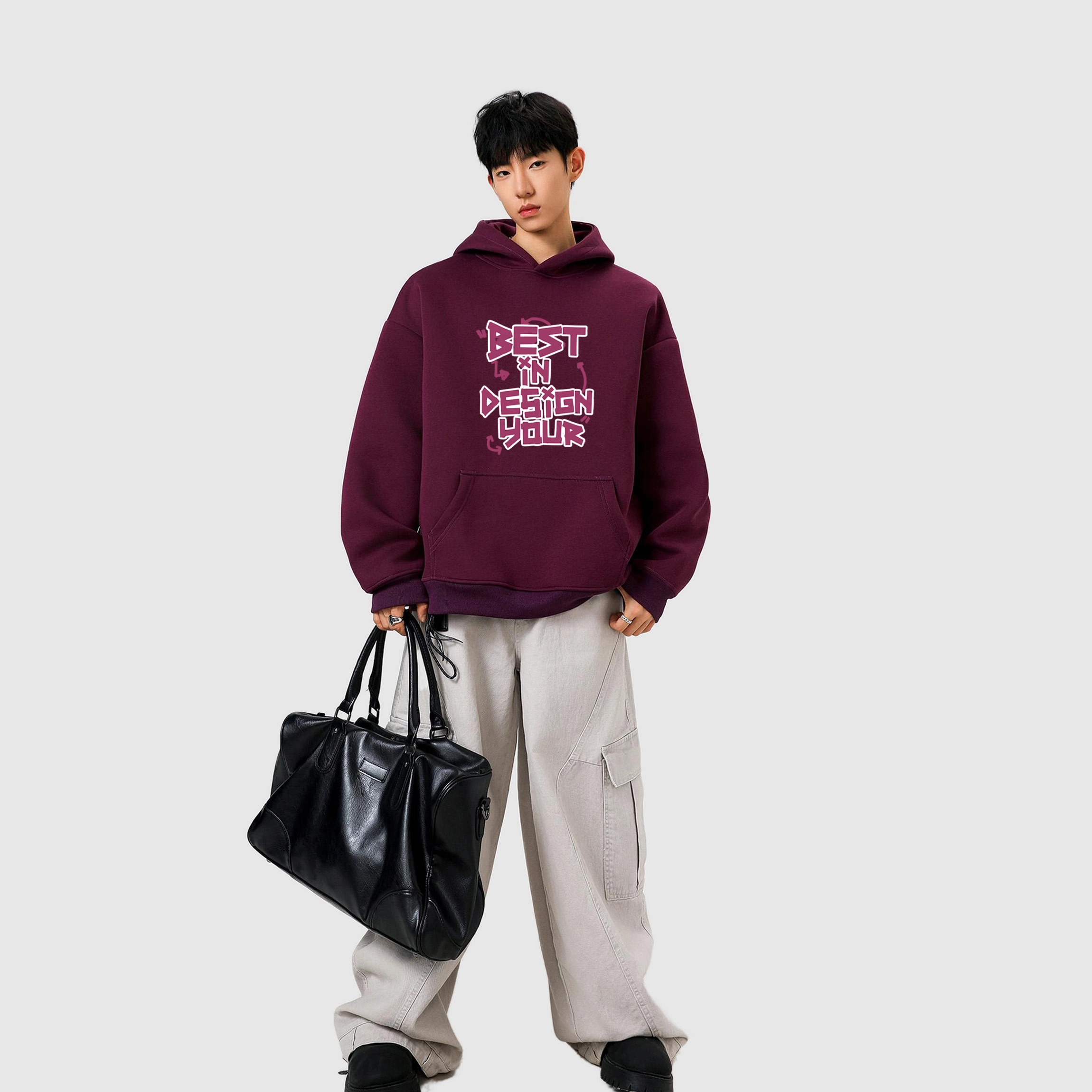 棉基因 早秋时尚潮流职场校园学院风男生帽子高街潮牌经典国潮辣妹韩系女潮男青少年复古男装户外通勤慵懒风基础款打底连帽卫衣 男女同款