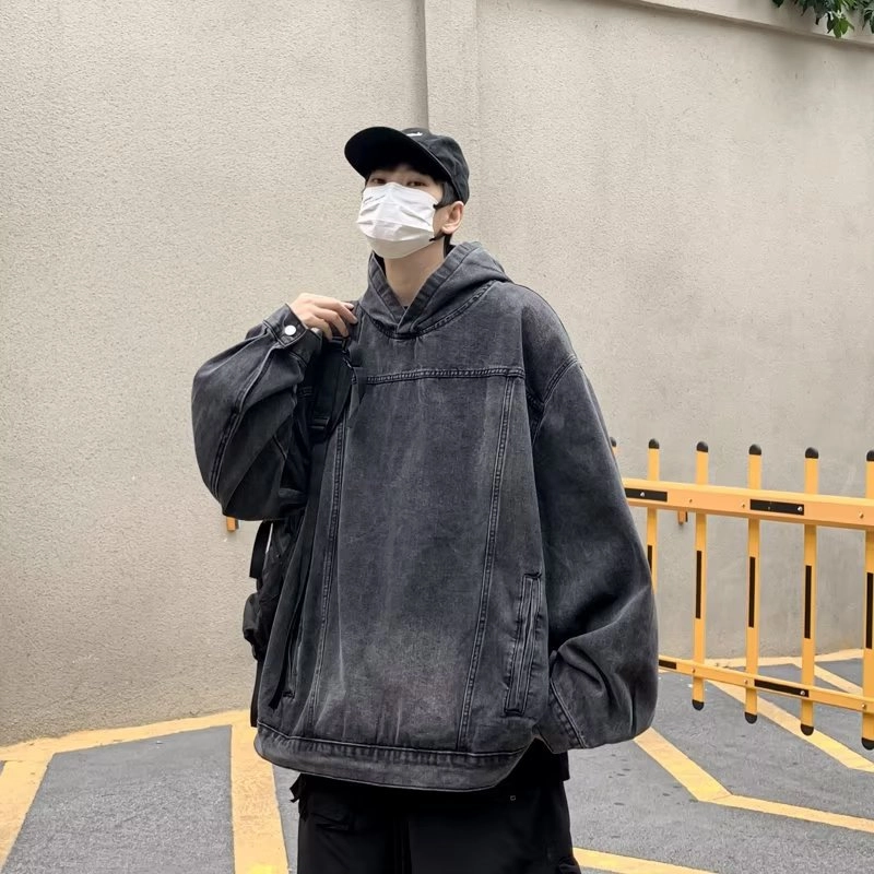棉基因 重工设计感外穿日系含棉早秋衬衫慵懒风酷炫痞帅高街机车风潮流时尚冬季炸街宽松户外登山休闲运动上衣牛仔夹克 男女同款