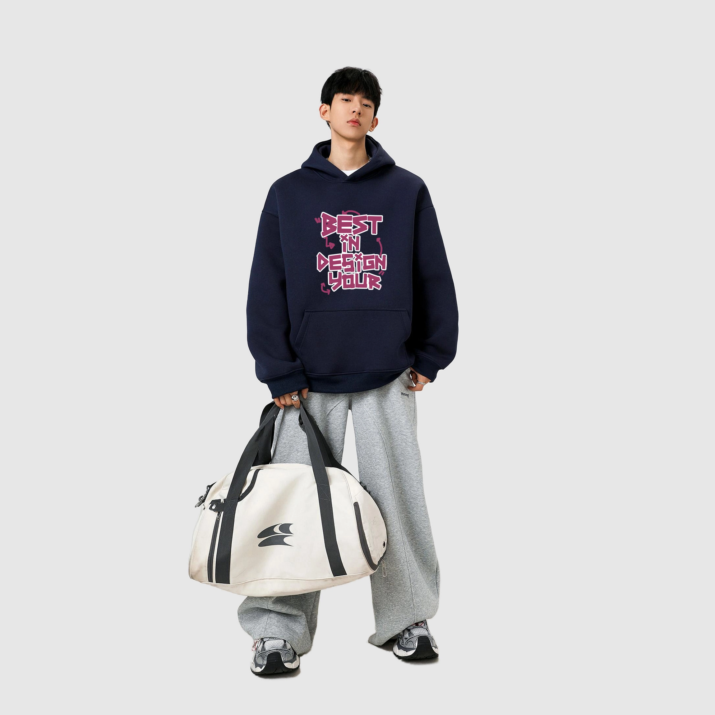 棉基因 早秋时尚潮流职场校园学院风男生帽子高街潮牌经典国潮辣妹韩系女潮男青少年复古男装户外通勤慵懒风基础款打底连帽卫衣 男女同款