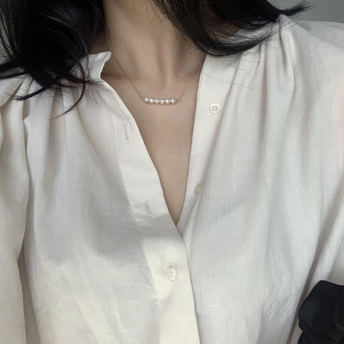 品彩 轻奢高级感 气质时尚 简约百搭 锁骨链 淡水 珍珠 项链 女款