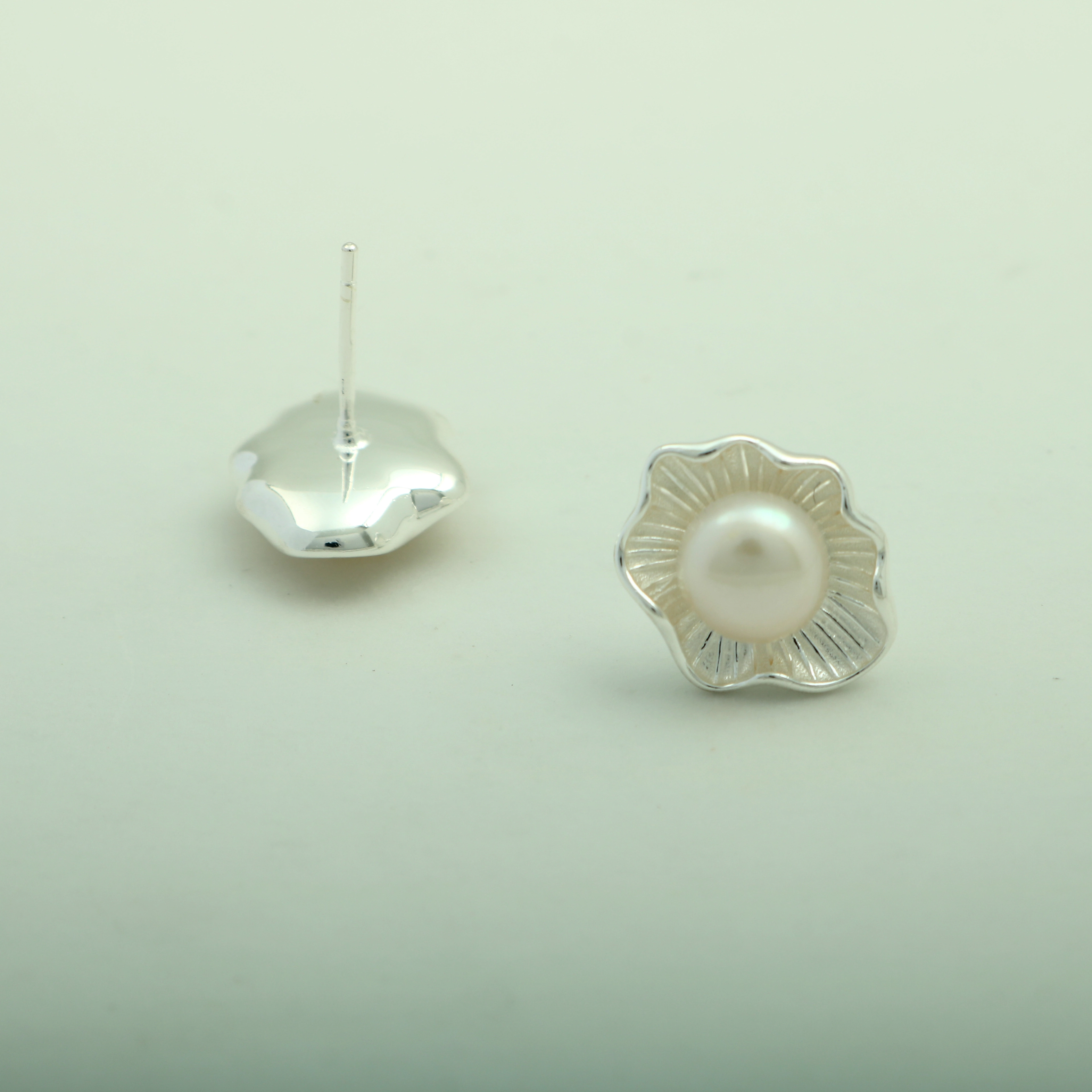 品彩 荷叶圆珠耳饰 简约设计高级感 年轻气质 淡水珍珠 耳环 女款