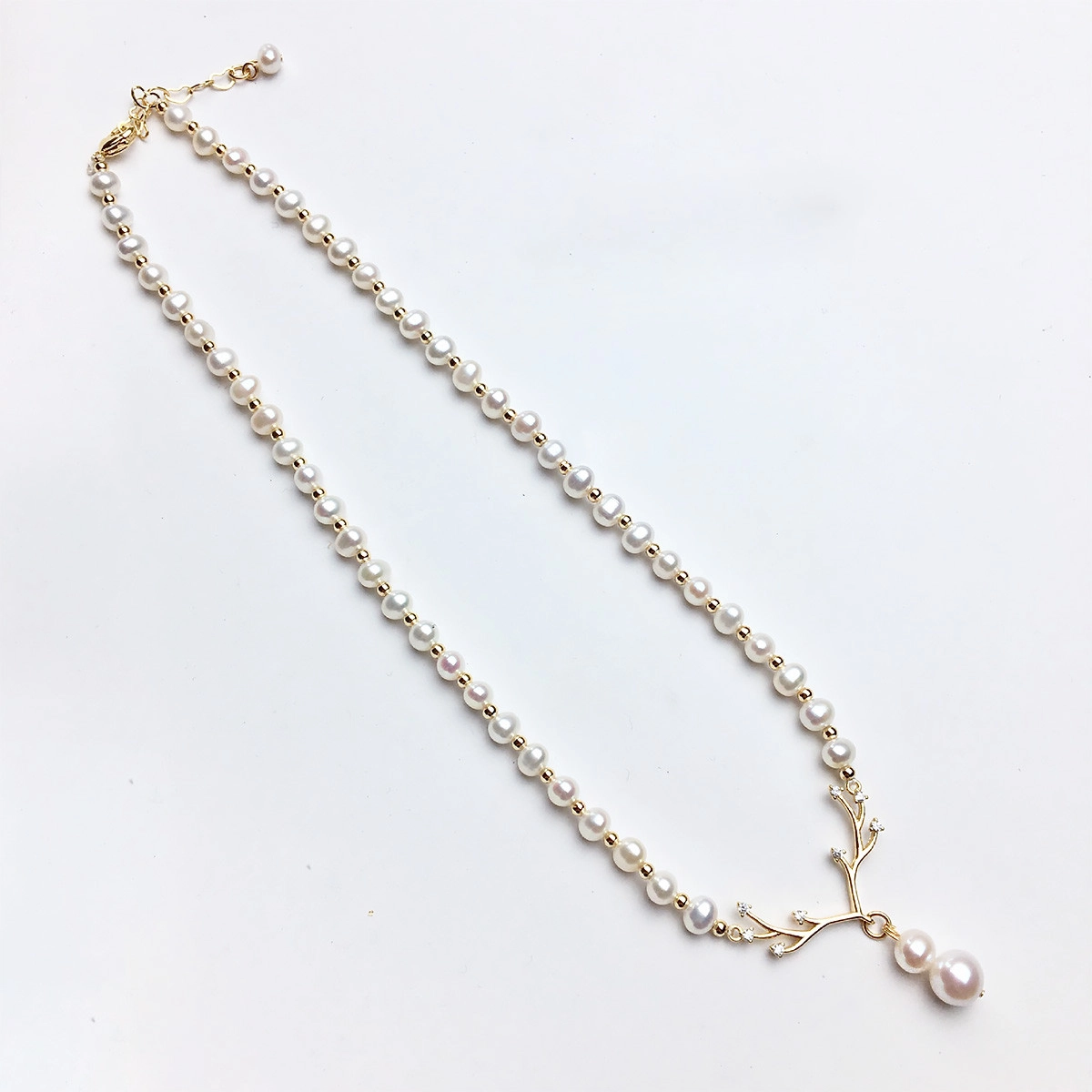 品彩 满天星一鹿有你鹿角 轻奢气质高级感 减龄百搭时尚 淡水珍珠 项链 女款