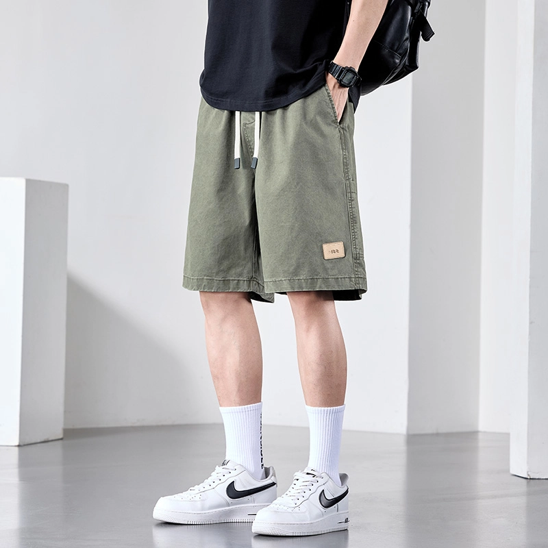 希越 纯棉休闲短裤男士夏季薄款宽松外穿工装马裤夏天冰丝五分裤子 男款