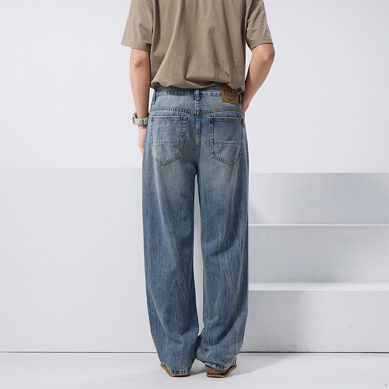 希越 直筒商务复古宽松舒适百搭休闲牛仔裤 男款