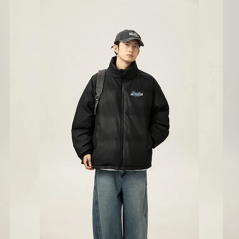 极限涡轮 美式保暖背面大面积个性印花外套加厚面包服休闲百搭棉服 男女同款 白色
