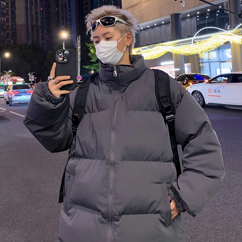 极限涡轮 美式潮牌高街纯色假两件百搭休闲棉服 男女同款