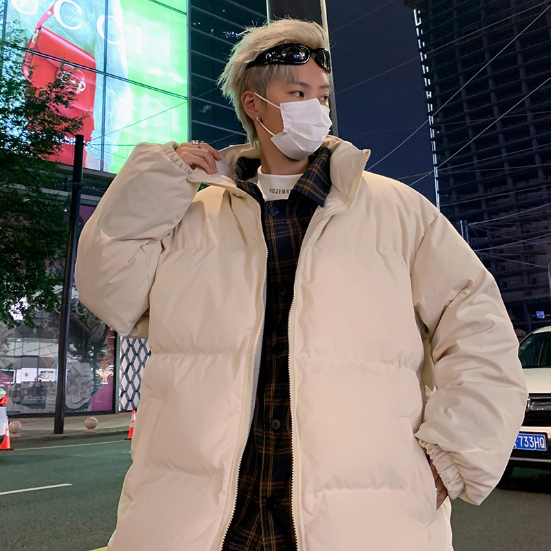 极限涡轮 美式潮牌高街纯色假两件百搭休闲棉服 男女同款