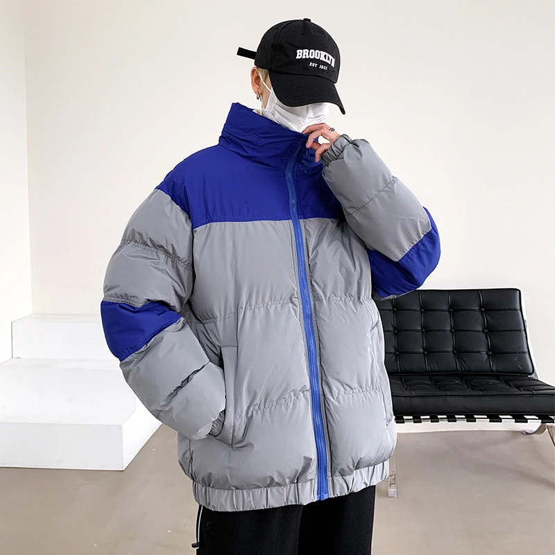 极限涡轮 简约撞色面包服保暖个性高级感外套棉服 男女同款 灰蓝色