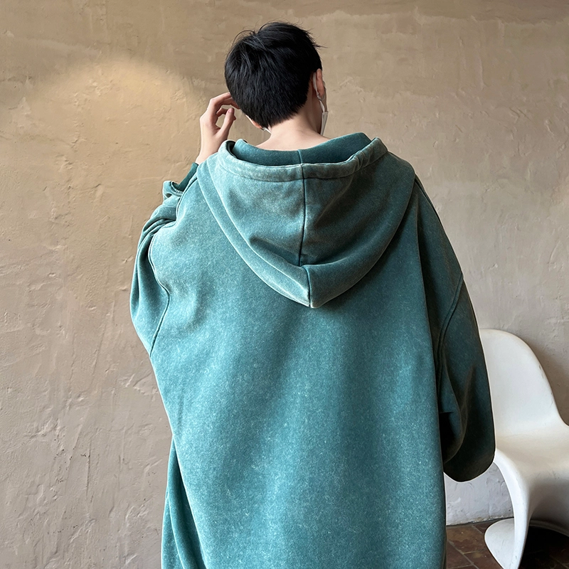 极限涡轮 潮牌脏辫孩印花连帽重磅宽松水洗做旧卫衣 男女同款