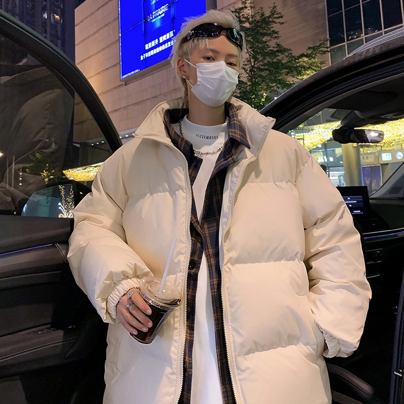 极限涡轮 美式潮牌高街纯色假两件百搭休闲棉服 男女同款