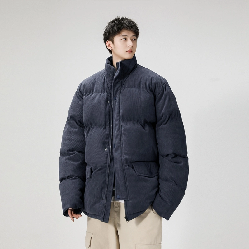 极限涡轮 纯色宽松灯芯绒立领保暖面包服舒适百搭厚款简约棉服 男女同款