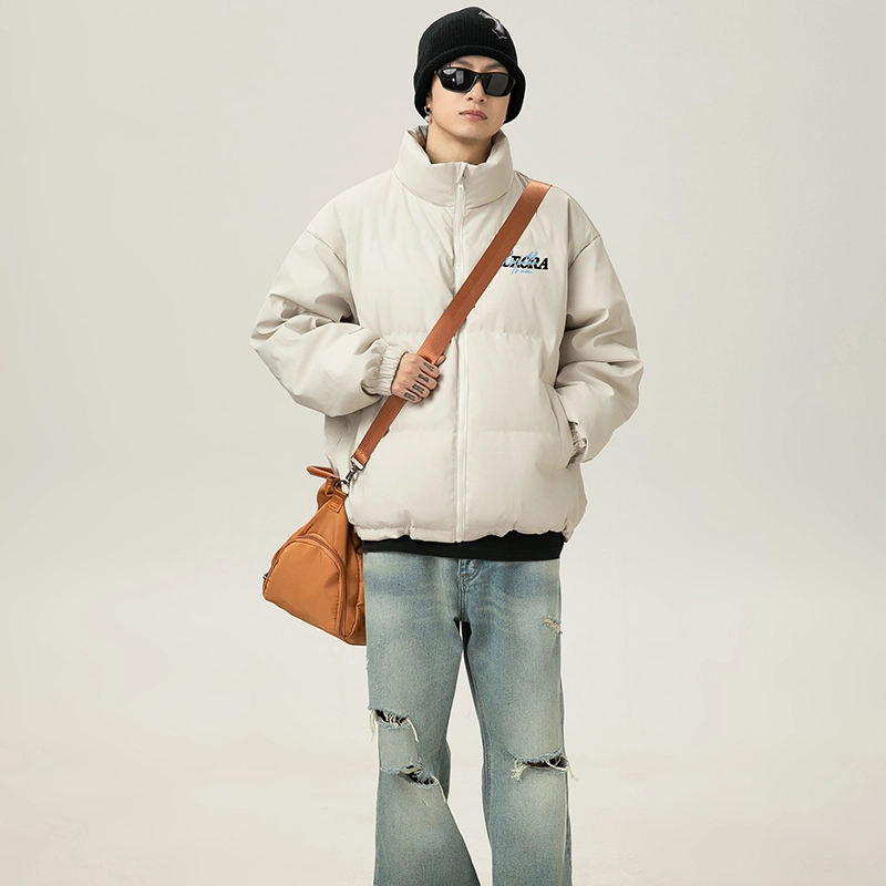 极限涡轮 美式保暖背面大面积个性印花外套加厚面包服休闲百搭棉服 男女同款 白色