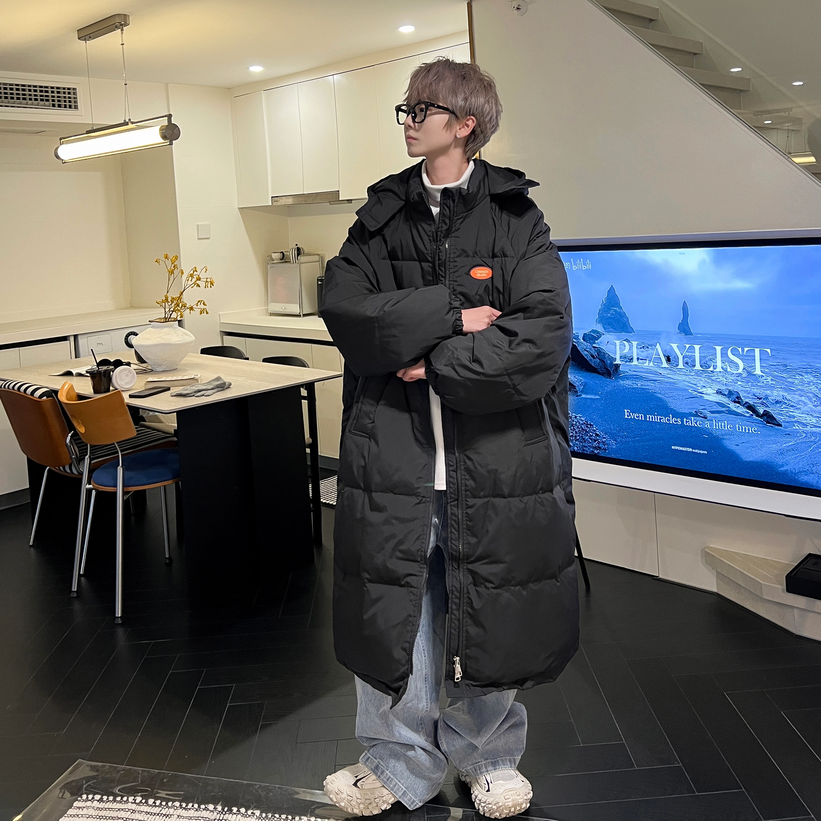 极限涡轮 美式街头风加厚连帽面包服棉服 男女同款