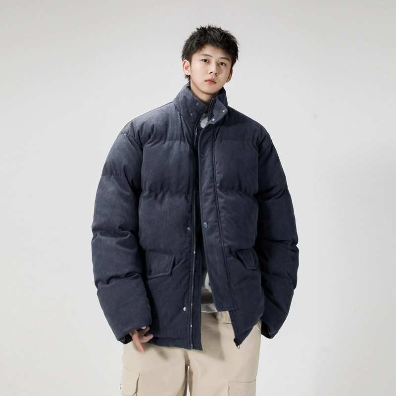 极限涡轮 纯色宽松灯芯绒立领保暖面包服舒适百搭厚款简约棉服 男女同款