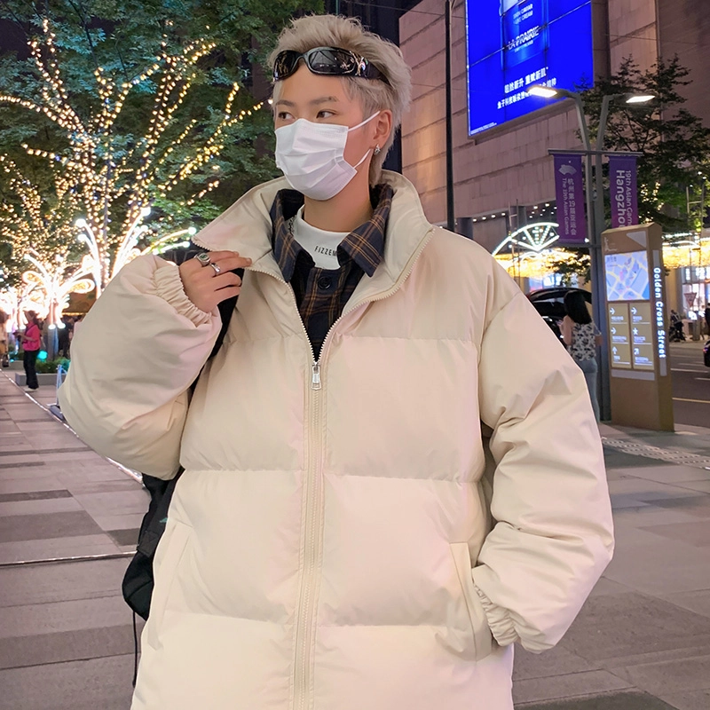 极限涡轮 美式潮牌高街纯色假两件百搭休闲棉服 男女同款