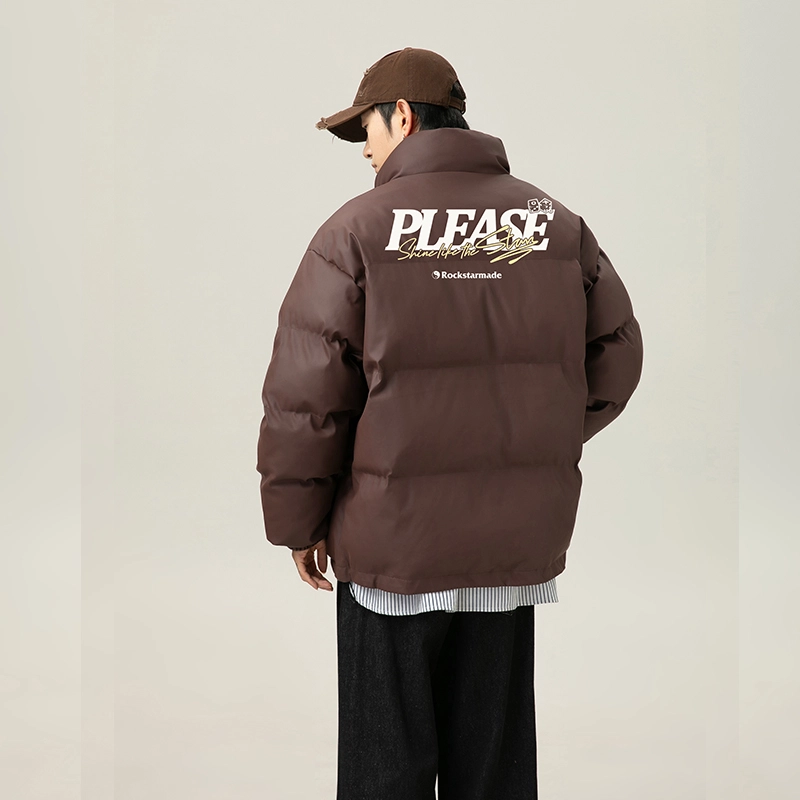 极限涡轮 美式保暖背面大面积个性印花外套加厚面包服休闲百搭棉服 男女同款 白色