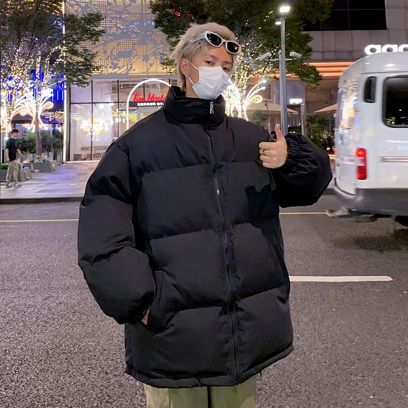极限涡轮 美式潮牌高街纯色假两件百搭休闲棉服 男女同款