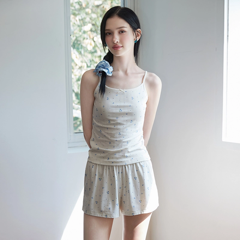 弗利少女 棉质碎花辣妹短裤薄款宽松可外穿遛弯裤休闲舒适透气居家睡裤 女款