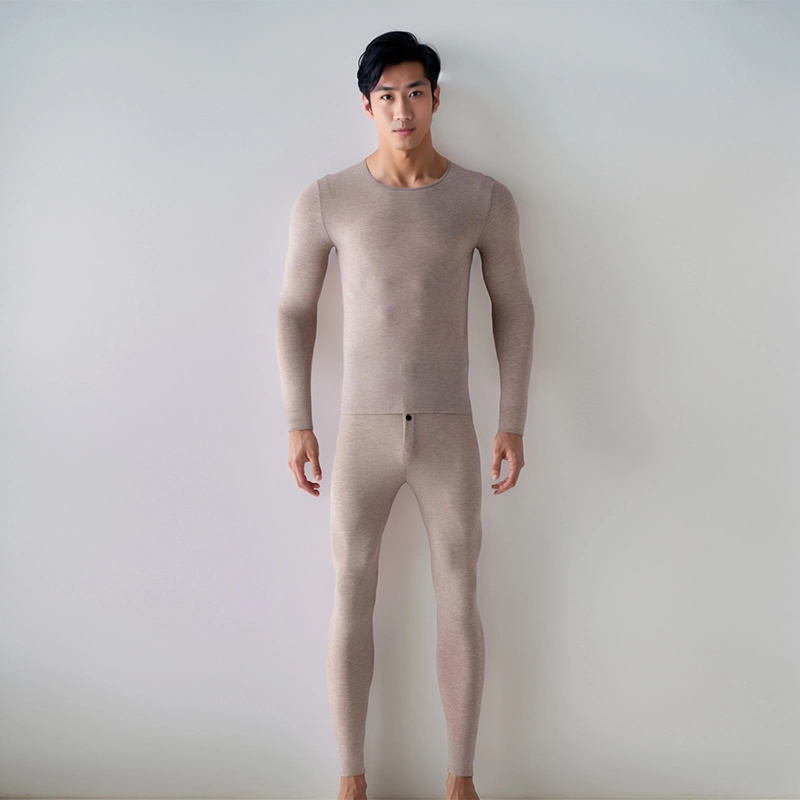 弗利少女 艾草圆领秋衣秋裤修身德绒发热保暖套装 打底保暖内衣 男女情侣款
