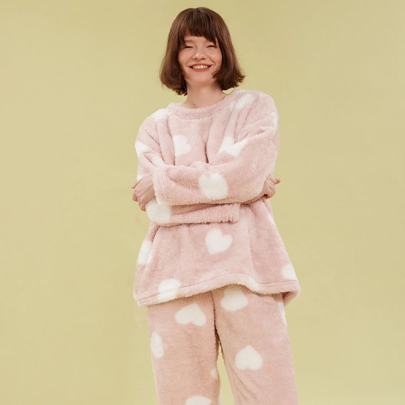 弗利少女 冬季蓄温珊瑚绒睡衣女可外穿长袖长裤家居服加绒加厚保暖家居套装 女款
