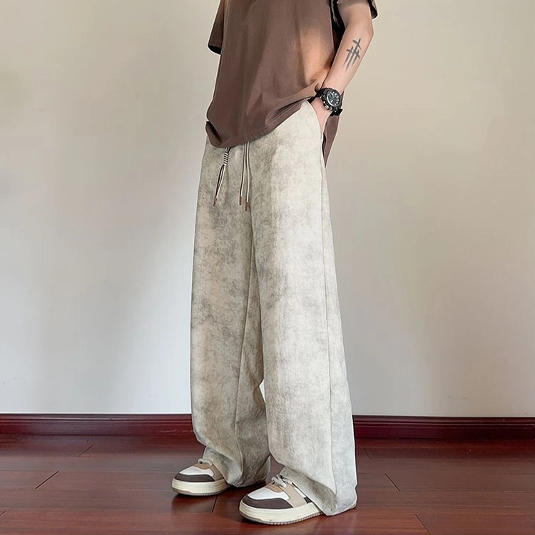 捷帕 时尚港风冰丝凉感薄款扎染抽绳长裤美式高街潮牌水洗复古宽松直筒垂感日常通勤百搭牛仔裤 男女同款