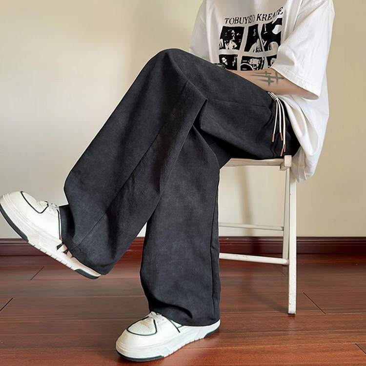 捷帕 时尚港风冰丝凉感薄款扎染抽绳长裤美式高街潮牌水洗复古宽松直筒垂感日常通勤百搭牛仔裤 男女同款