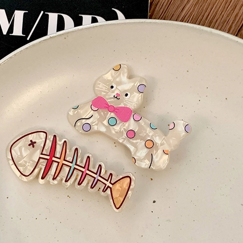 简应舒 趣味可爱小鱼小猫侧边夹刘海夹碎发小夹子日常小发卡发饰 亚克力+合金 发夹 女款