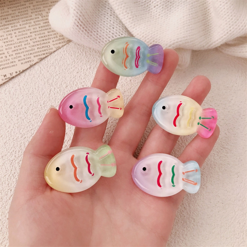 简应舒 彩色发烧鱼侧边夹刘海夹碎发小夹子日常小 亚克力 发夹 女款