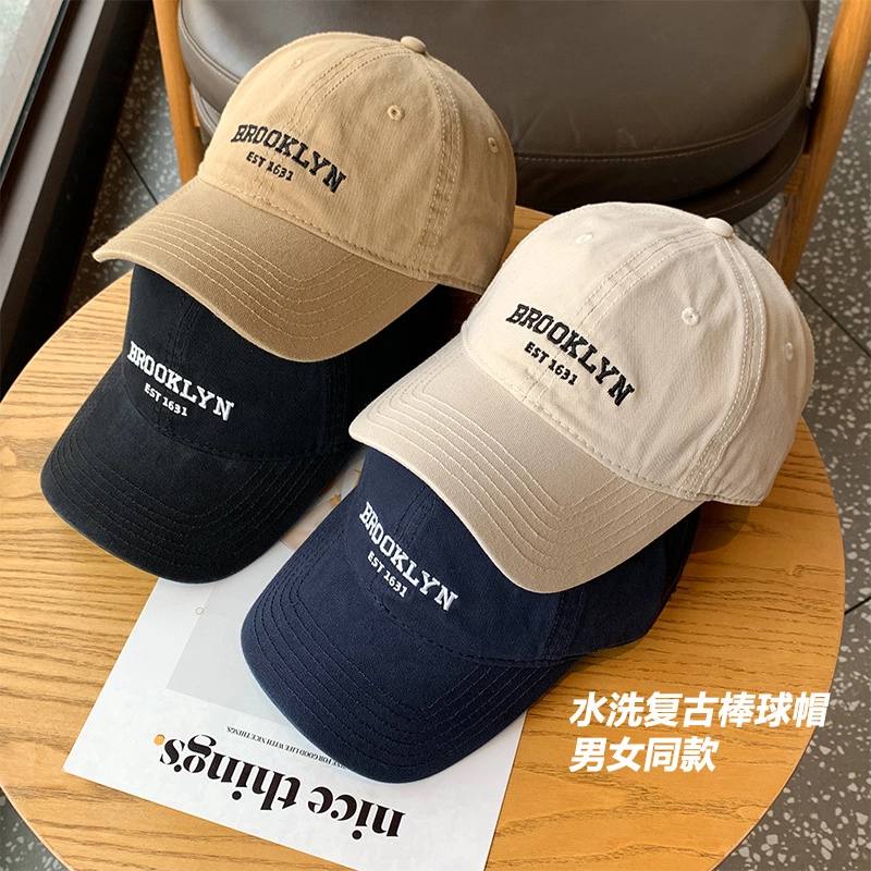 艾佳微 日系英文字母复古软顶加深显脸小显白户外遮阳 棉 鸭舌帽 男女同款情侣款