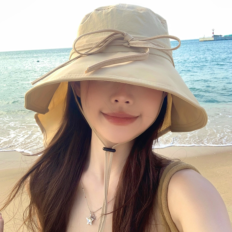 艾佳微 遮脸大披肩太阳防风骑车遮阳百搭海边度假游玩 聚酯纤维 渔夫帽 男女同款情侣款