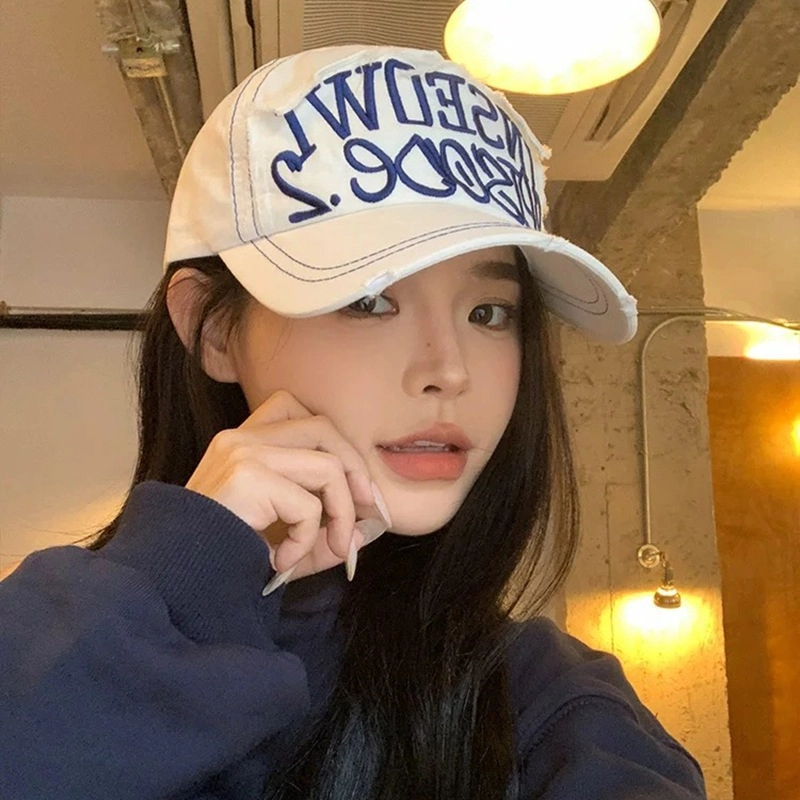 艾佳微 韩版大头围字母刺绣棒球帽百搭显脸小遮阳宽檐潮 棉 鸭舌帽 男女同款情侣款