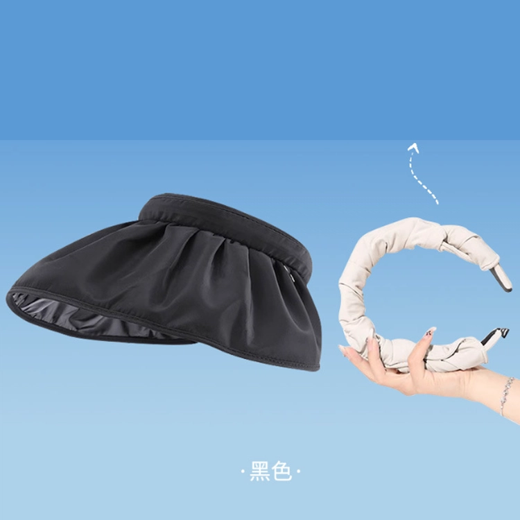 艾佳微 夏季遮阳帽空顶贝壳发箍太阳帽黑胶遮脸 聚酯纤维 防晒帽 男女同款情侣款