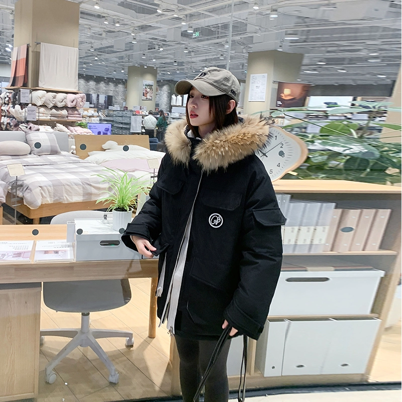 红蜻蜓 冬季工装大毛领时尚保暖棉袄休闲派克服棉衣外套百搭棉服 男女同款