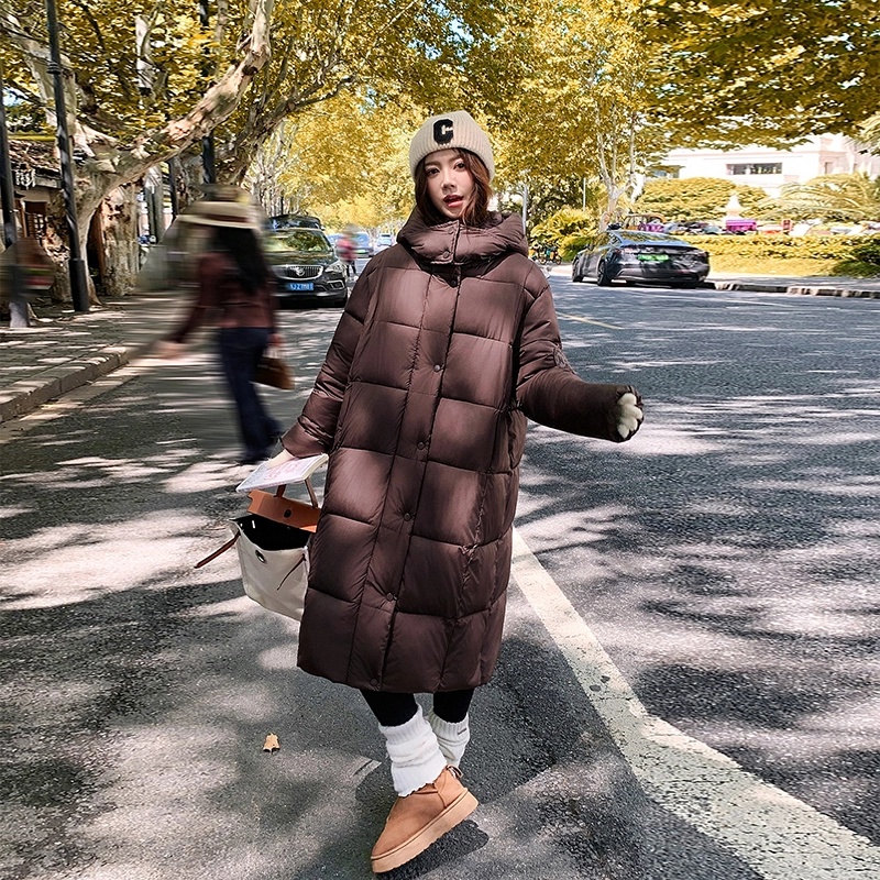 红蜻蜓 冬季中长款保暖棉袄休闲简约直筒棉衣外套过膝面包服棉服 男女同款