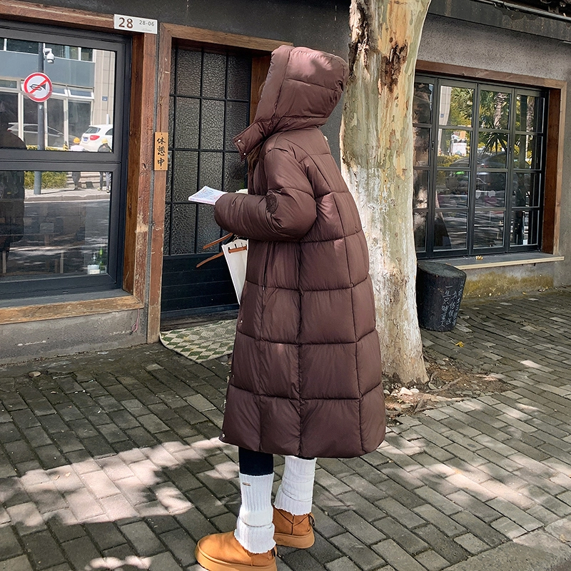 红蜻蜓 冬季中长款保暖棉袄休闲简约直筒棉衣外套过膝面包服棉服 男女同款