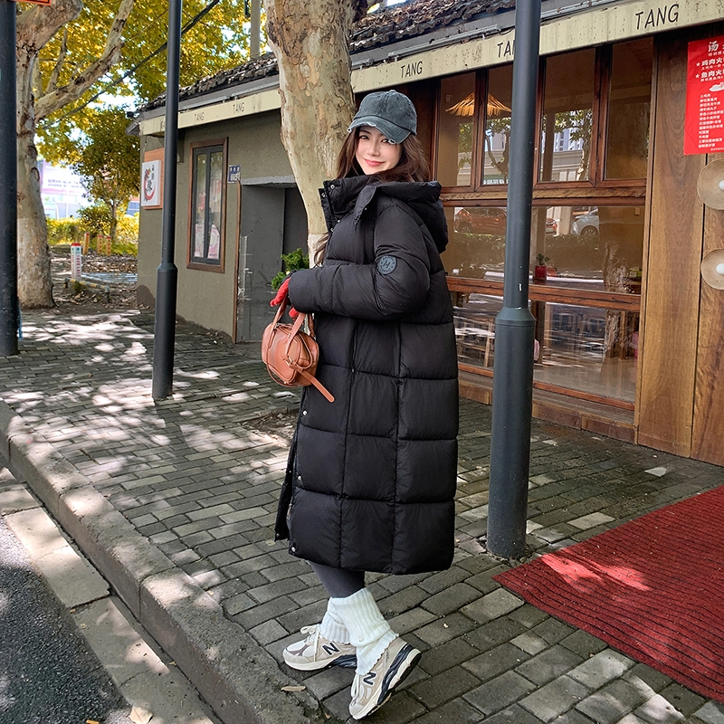 红蜻蜓 冬季中长款保暖棉袄休闲简约直筒棉衣外套过膝面包服棉服 男女同款