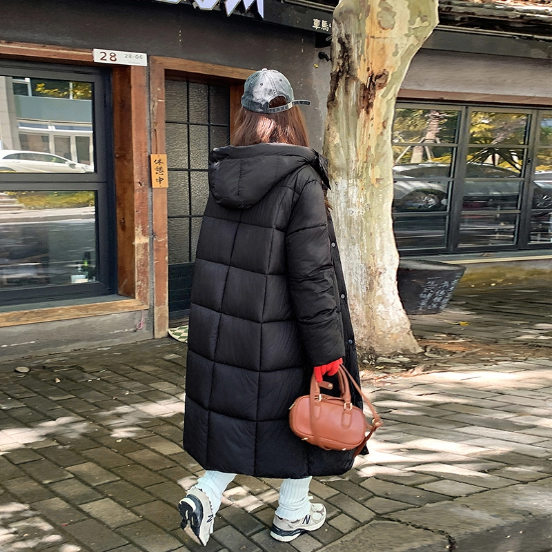 红蜻蜓 冬季中长款保暖棉袄休闲简约直筒棉衣外套过膝面包服棉服 男女同款