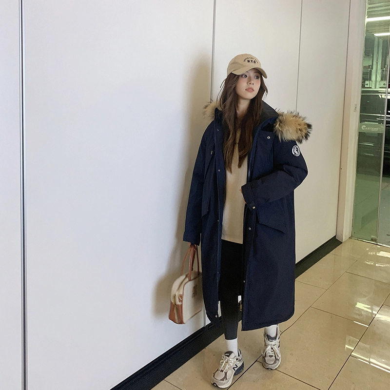 红蜻蜓 冬季长款连帽保暖派克服棉衣外套休闲百搭工装棉服 男女同款