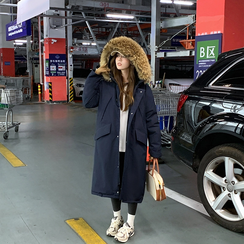 红蜻蜓 冬季长款连帽保暖派克服棉衣外套休闲百搭工装棉服 男女同款