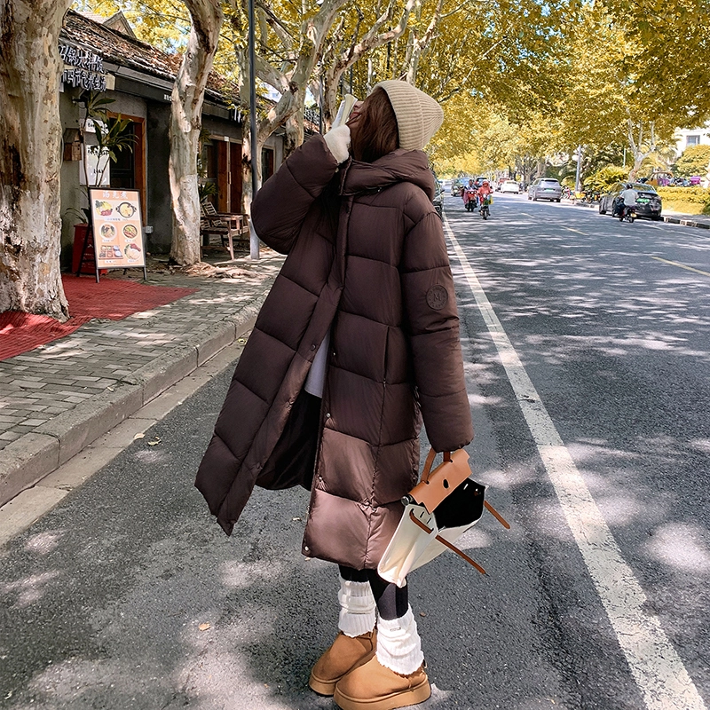 红蜻蜓 冬季中长款保暖棉袄休闲简约直筒棉衣外套过膝面包服棉服 男女同款